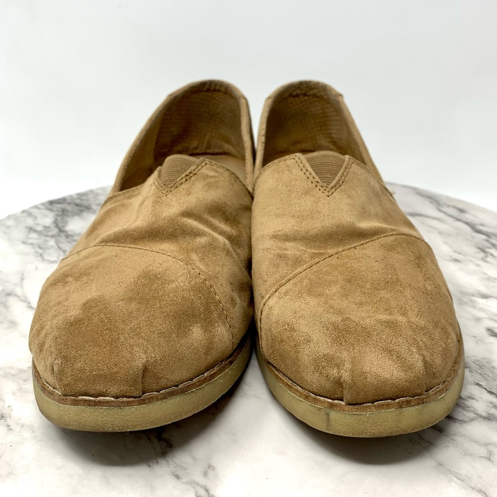 Toms Alpargata Brown Microsuede Slip On Flats 9.5 Casual Boho Classic Normcore - Picture 4 of 14